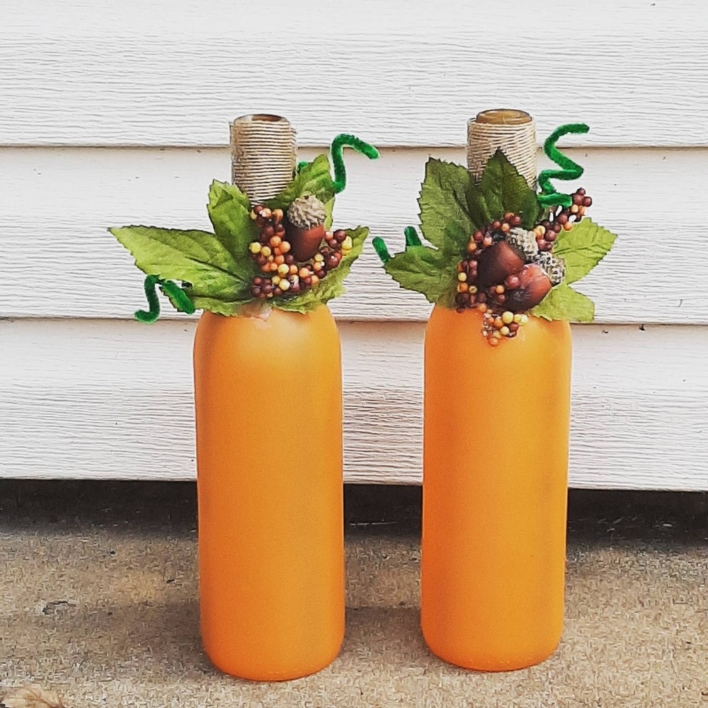 Fall pumpkin decorative wine bottles